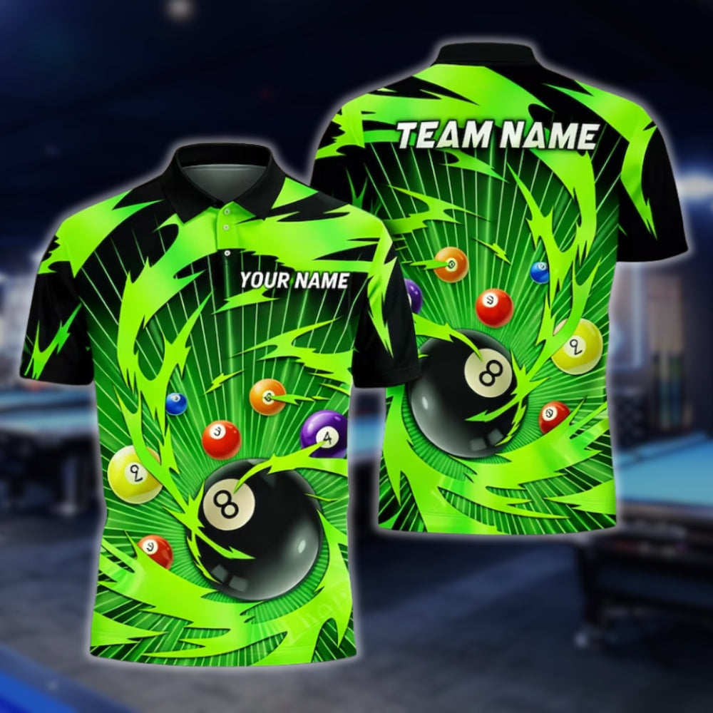 Custom Thunder Lightning Black Yellow Billiard Polo Shirt For Men, Custom Team Billiard Shirts BLD0046
