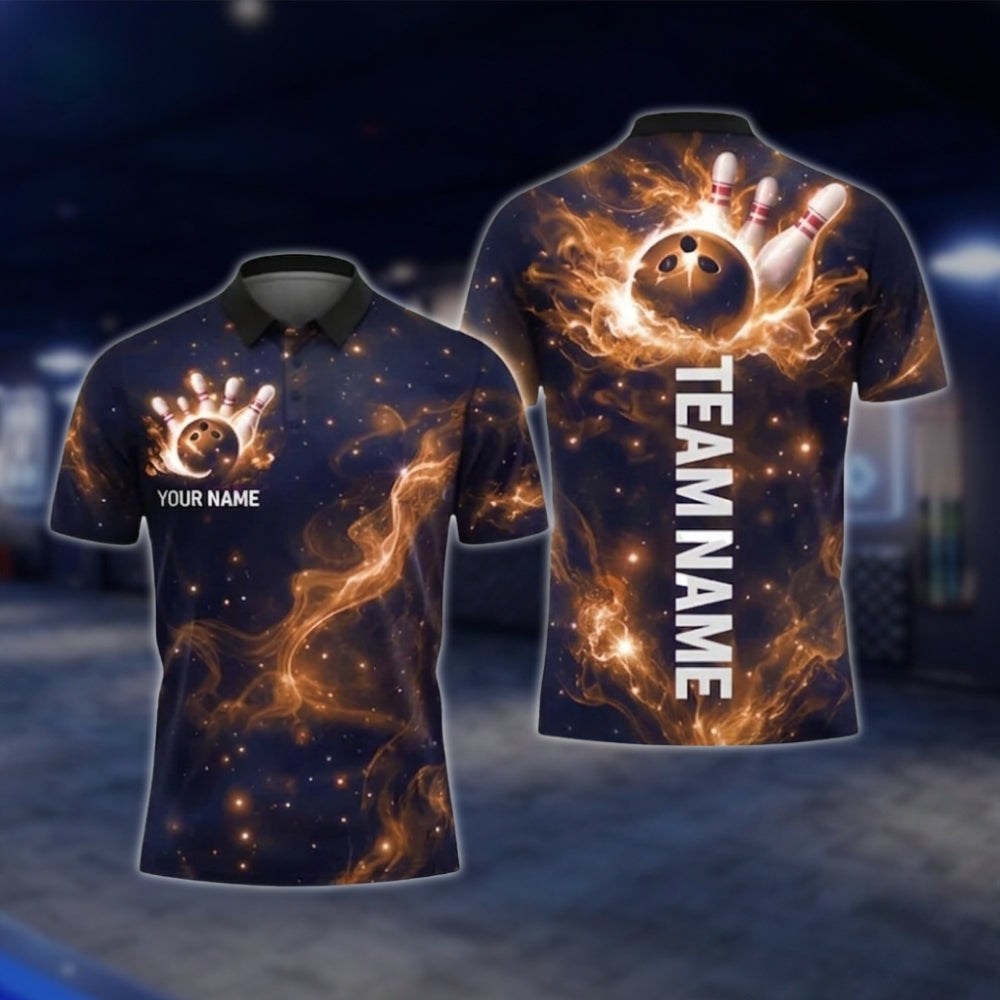 Cistom Thunder Purple Lightning Bowling Mens Polo Shirt, Custom Team Thunder Bowling Shirts BZ0347 BOW0384
