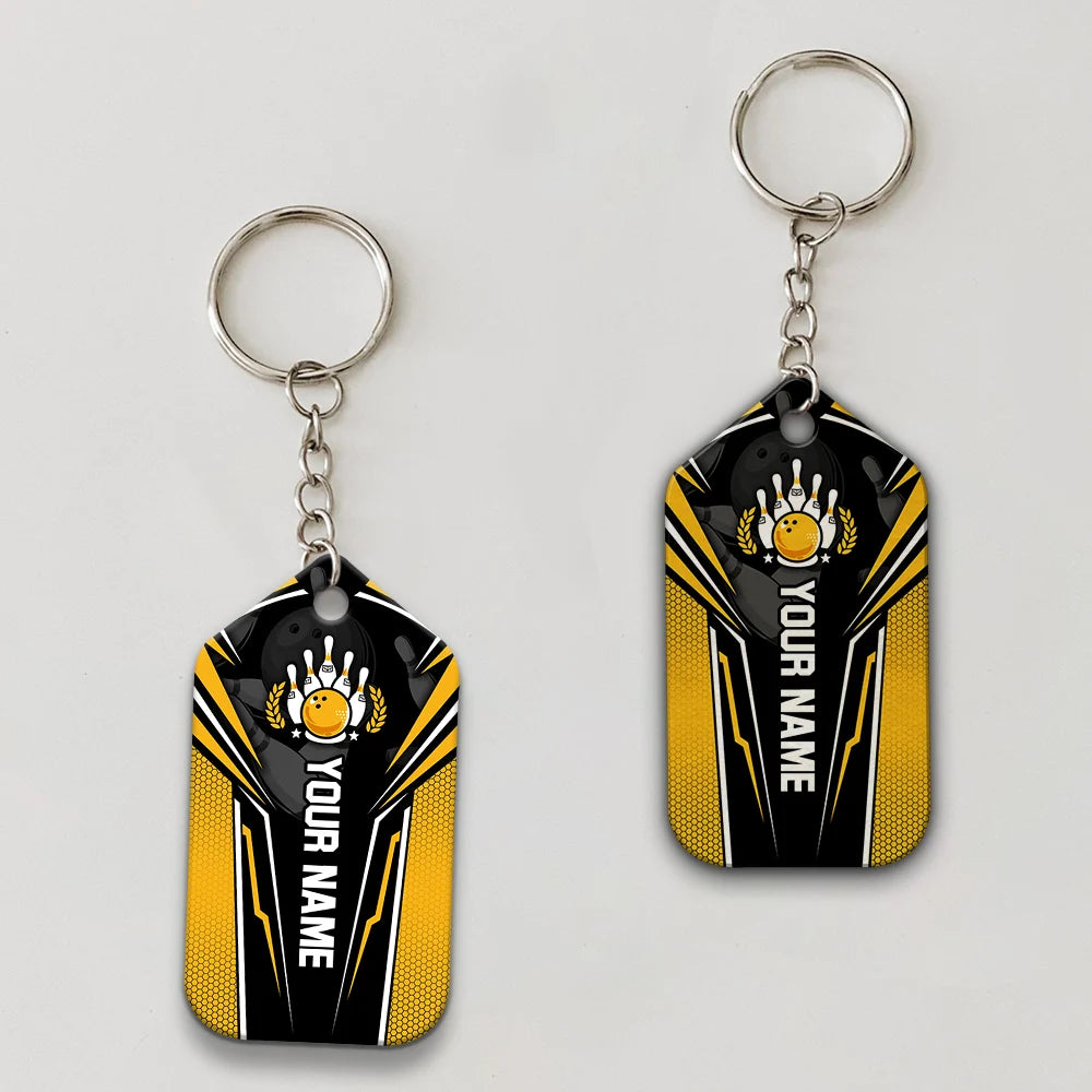 Yellow Bowling You Don't Have To Be Crazy Personalized Name 3D Keychain Gift For Bowler ORN0190