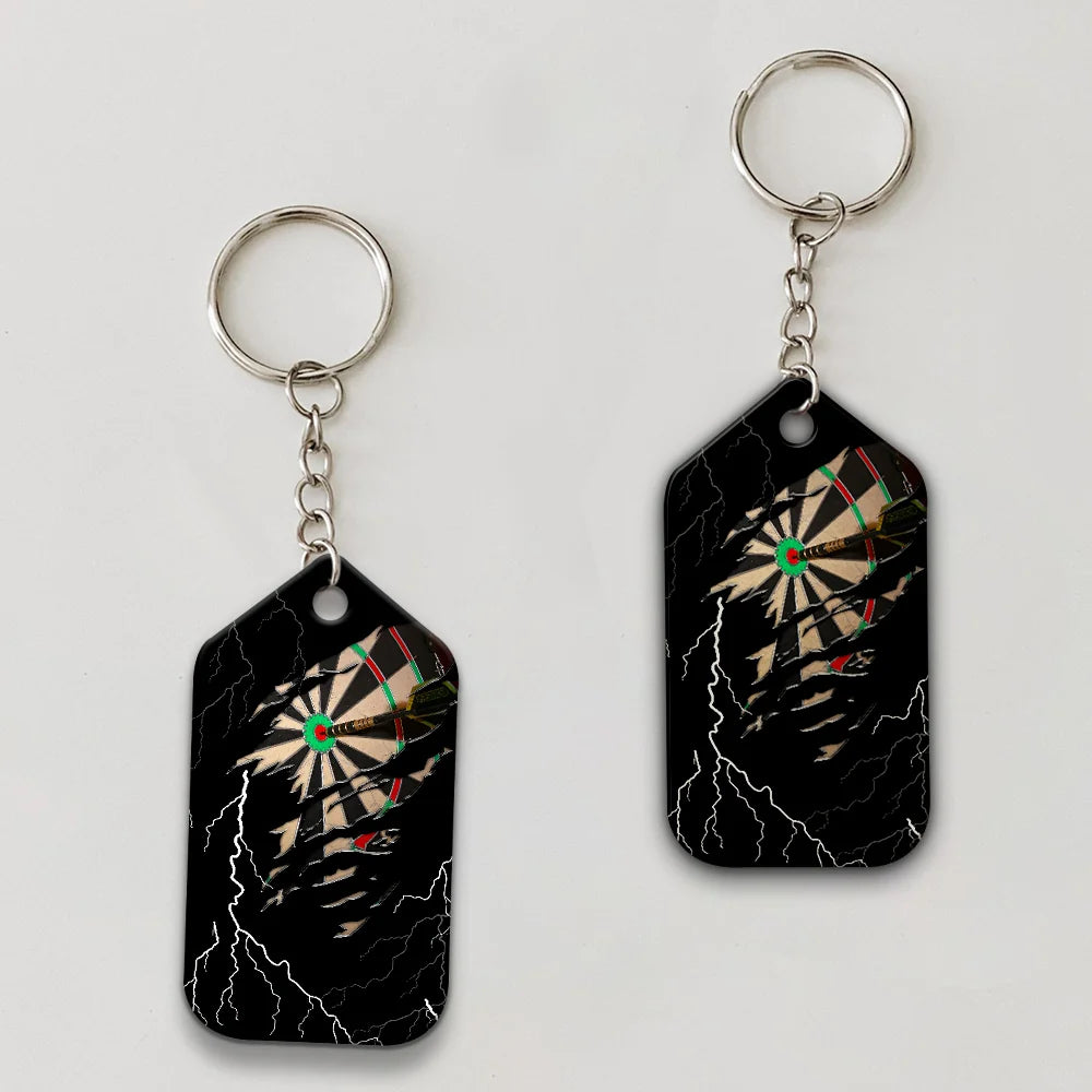 Bullseye Dartboard Thunder Personalized Name 3D Grim Reaper And Darts Keychain For Dart Team Player ORN0173