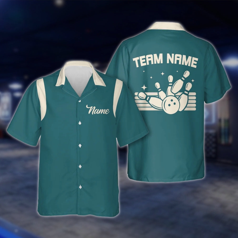 Blue Vintage Custom Bowling Hawaiian Shirts For Men And Women, Custom Team Vintage Bowling Shirts BE0055 BOW0359