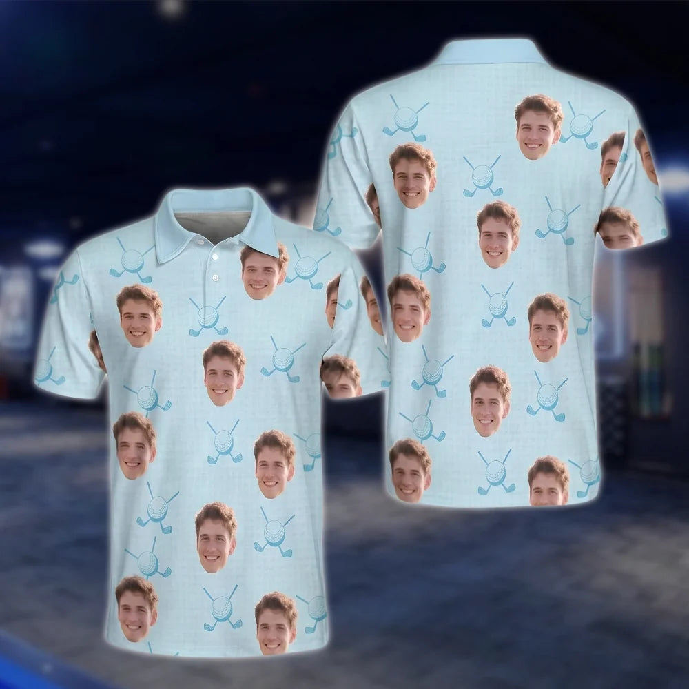 Custom Face Matching Couple Golf Polo Shirts, Custom Photo Matching Golf Shirts GOF0171