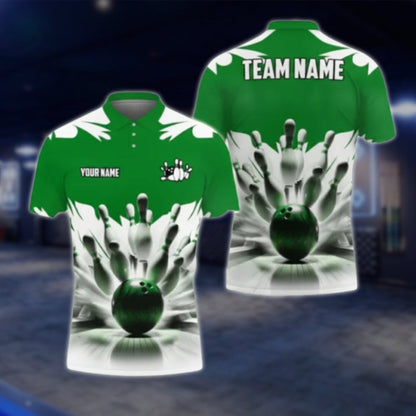 Custom Team Blue White Bowling Polo Shirts For Mens, Custom Bowling Shirts BA0024 BOW0375