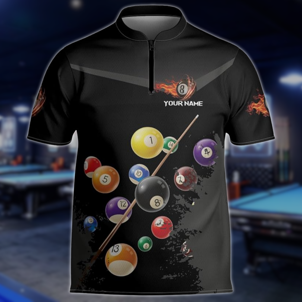 Custom Pool Jersey Team Shirts For Men, Custom Black Pink Billiard Shirts BLD0280