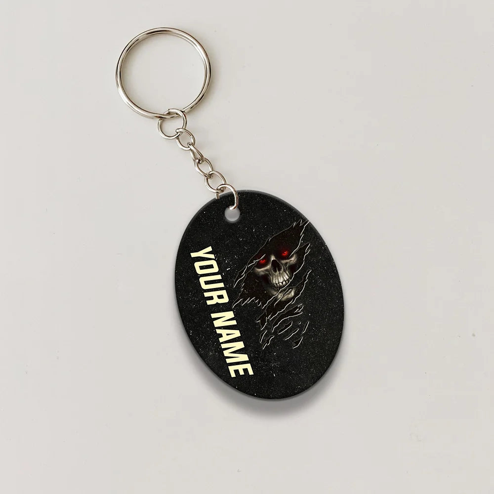 Skull Pool 8 Ball I'm Here To Break Your Balls Personalized Name Keychain Gift For Billiard Players ORN0200