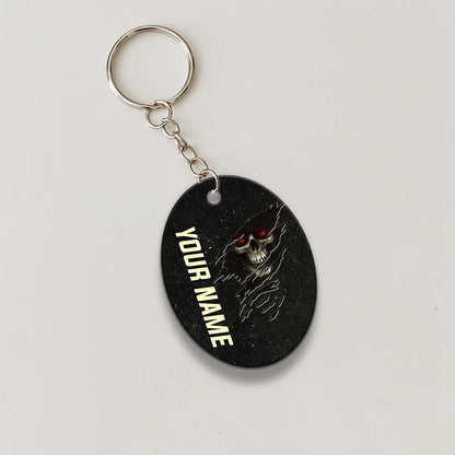 Skull Pool 8 Ball I'm Here To Break Your Balls Personalized Name Keychain Gift For Billiard Players ORN0200