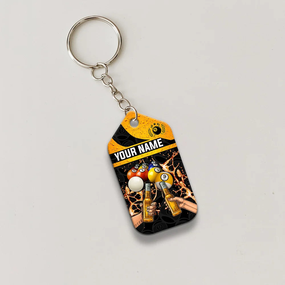 Nine-Ball Billiard And Beer That's Why I'm Here Personalized Name Keychain For Billiard Players ORN0191