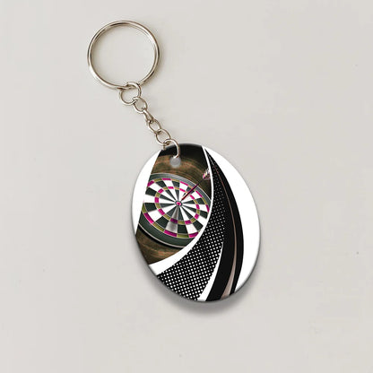 Bullseye Dartboard Brown Keychain Viking And Darts For Dart Team Player ORN0182