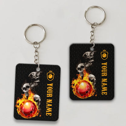 Bowling Skull Hello Darkness My Old Friend Personalized Name Keychain Gift For Bowler ORN0192