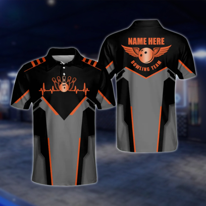 Personalized Black Purple Polo Bowling Team Shirts Men, Custom Bowling Shirts BM0010 BOW0494