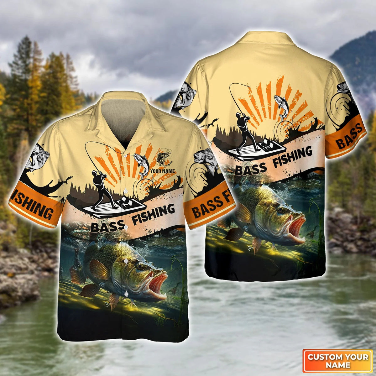 Bass Fishing Personalized Name 3D Full Print Shirts 08 FISH0064