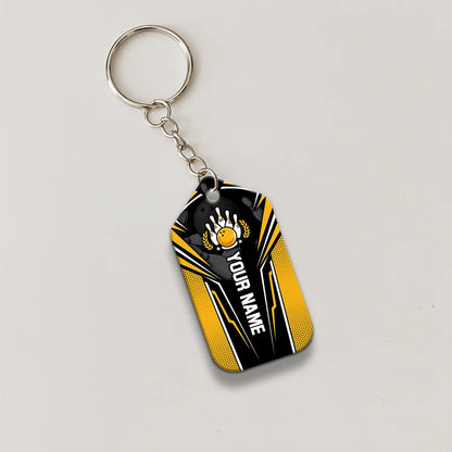 Yellow Bowling You Don't Have To Be Crazy Personalized Name 3D Keychain Gift For Bowler ORN0190