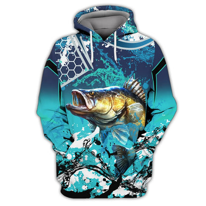 Bass Fishing Blue 3D Hoodie Shirt For Men Hunting Life Hoodie Gifts FISH0068