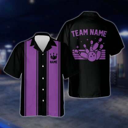 Custom Neon Red Black Bowling Hawaiian Shirt For Men And Women, Custom Vintage Bowling Team Shirts BE0051 BOW0363