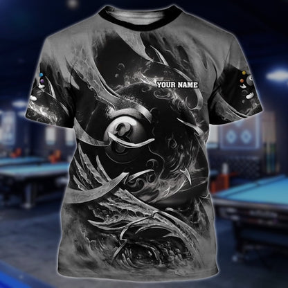 Custom Team 8 Ball TShirts For Men And Women, Custom Flaming 8 Ball Billiard Team Shirts BLD0272