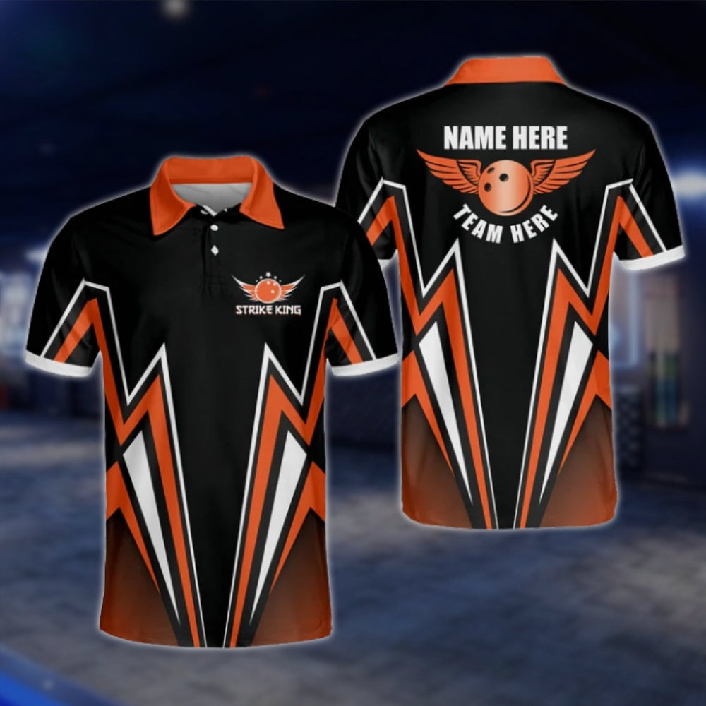 Custom Team Red Black Bowling Polo Shirt For Men, Custom Bowling Shirts BM0074 BOW0254