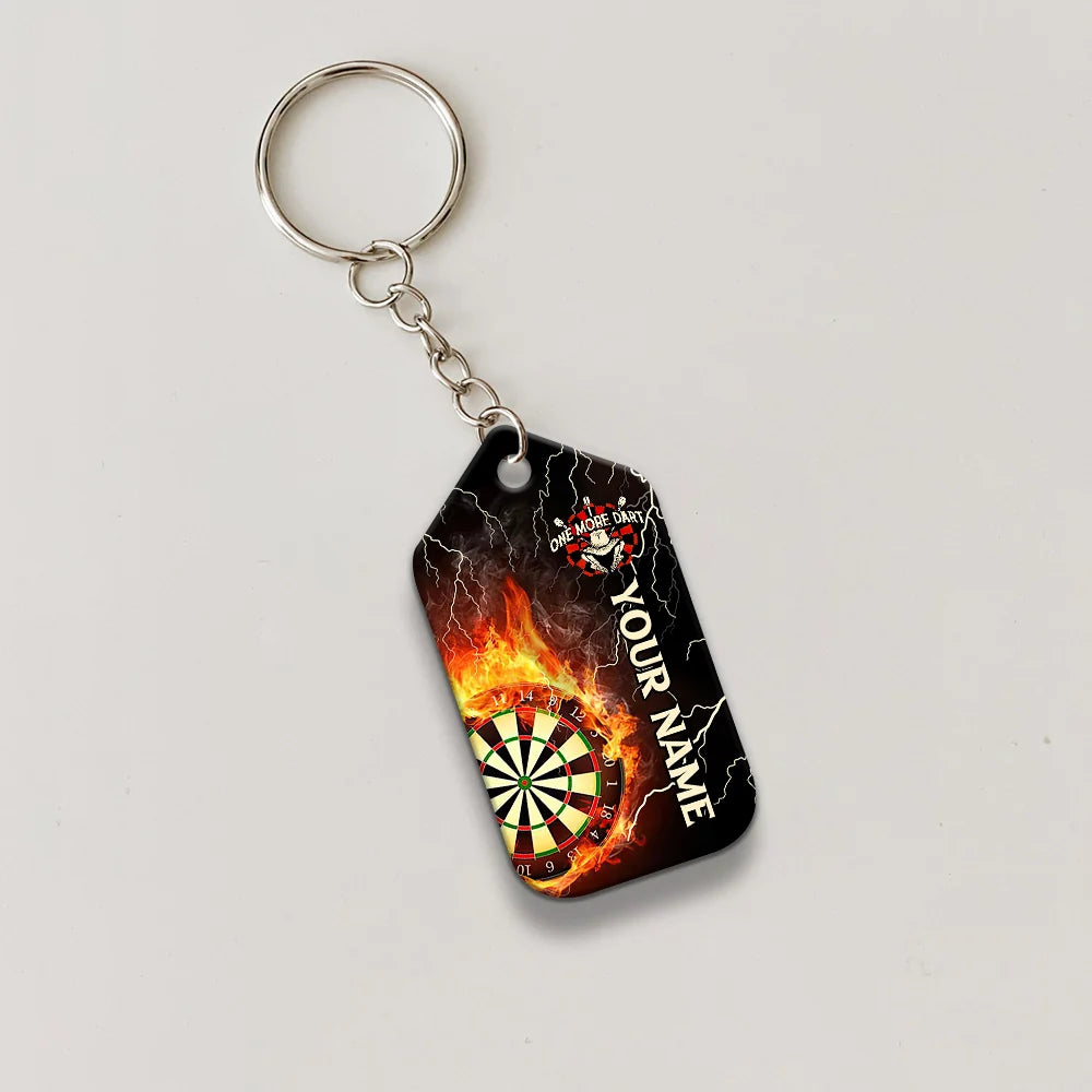 Thunder Flame Bullseye Dartboard Personalized Name 3D Dragon And Darts Keychain For Dart Team Player ORN0183