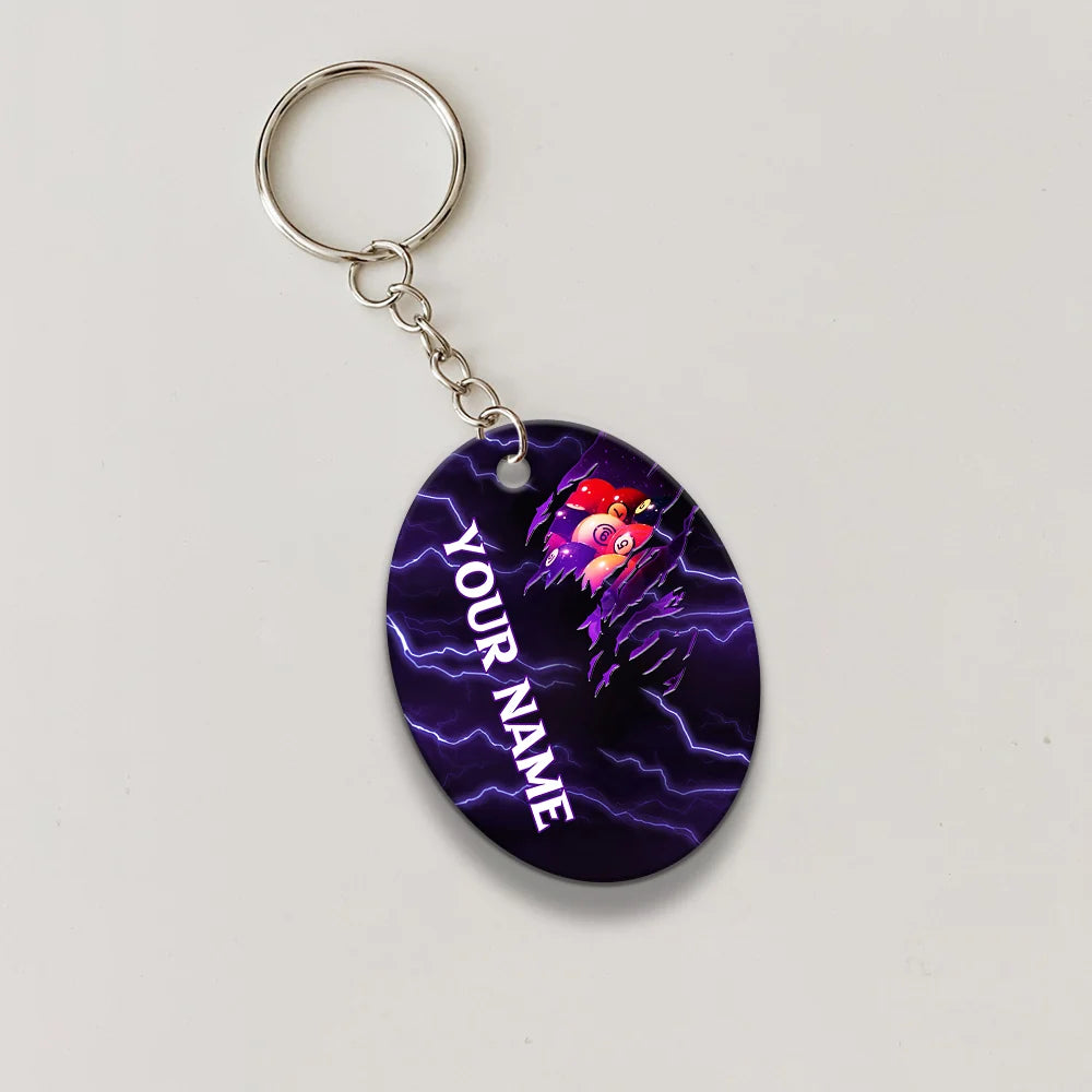Billiard Pool 9 Ball Thunder Viking Personalized Name Keychain For Billiard Players ORN0165