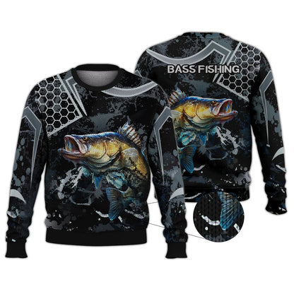 Bass Fishing Black 3D Hoodie Shirt For Men Hunting Life Hoodie Gifts FISH0070
