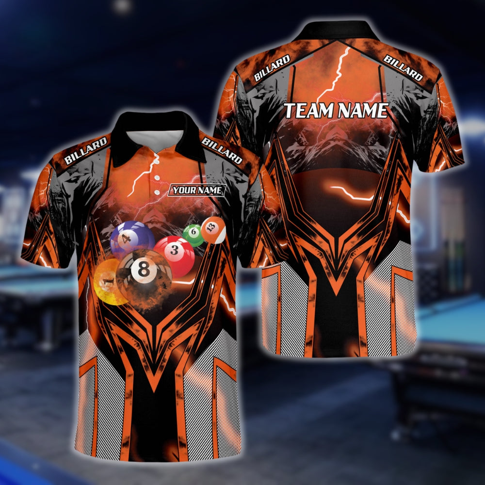 Custom Lighting Thunder Billiard Men Polo Shirts, Custom Pool Billiard Team Shirts BLD0226