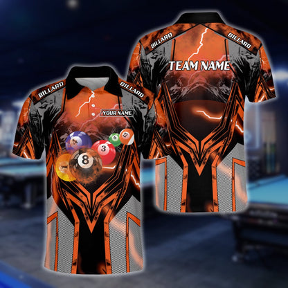 Custom Lighting Thunder Billiard Men Polo Shirts, Custom Pool Billiard Team Shirts BLD0226