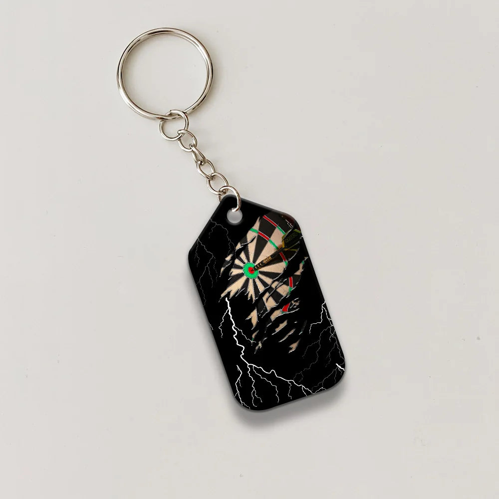 Bullseye Dartboard Thunder Personalized Name 3D Grim Reaper And Darts Keychain For Dart Team Player ORN0173