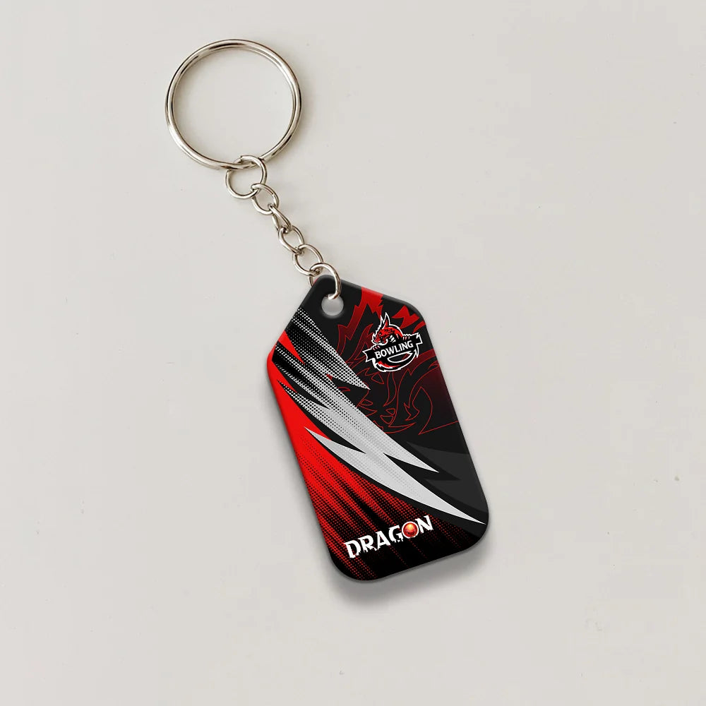 Dragon Team Red Bowling Ball On Fire Personalized Name 3D Keychain ORN0164