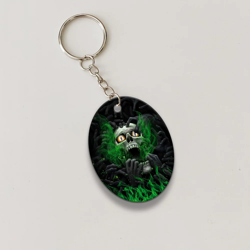 Skull Billiard 8-Ball Pool Player Old Men Personalized Name Keychain For Billiard Players ORN0238