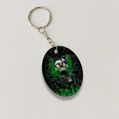 Skull Billiard 8-Ball Pool Player Old Men Personalized Name Keychain For Billiard Players ORN0238
