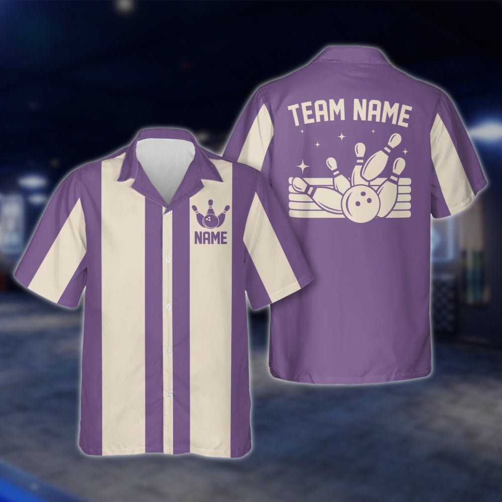 Custom Vintage Bowling Hawaiian Shirt For Men And Women, Black And Beige Custom Vintage Bowling Team Shirts BE0005 BOW0353