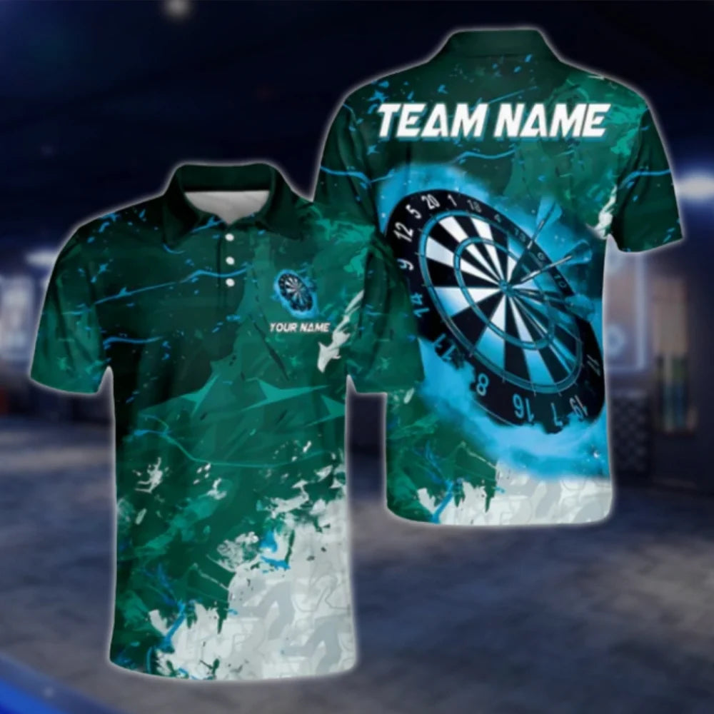 Custom Team Blue Grunge Dart Polo Shirt, Custom Dart Shirts DAT0442