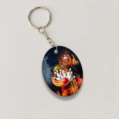 Red Bowl And Pins In Water And Fire Personalized Name 3D Keychain ORN0188