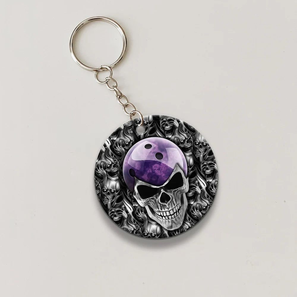 Purple Skull Bowling Ball Keychain ORN0161