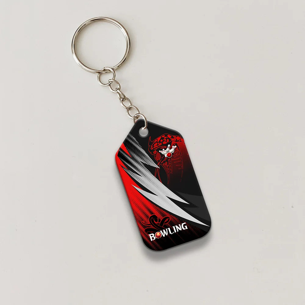 Strike Bloody Snake Bowling Ball On Fire Personalized Name 3D Keychain ORN0169