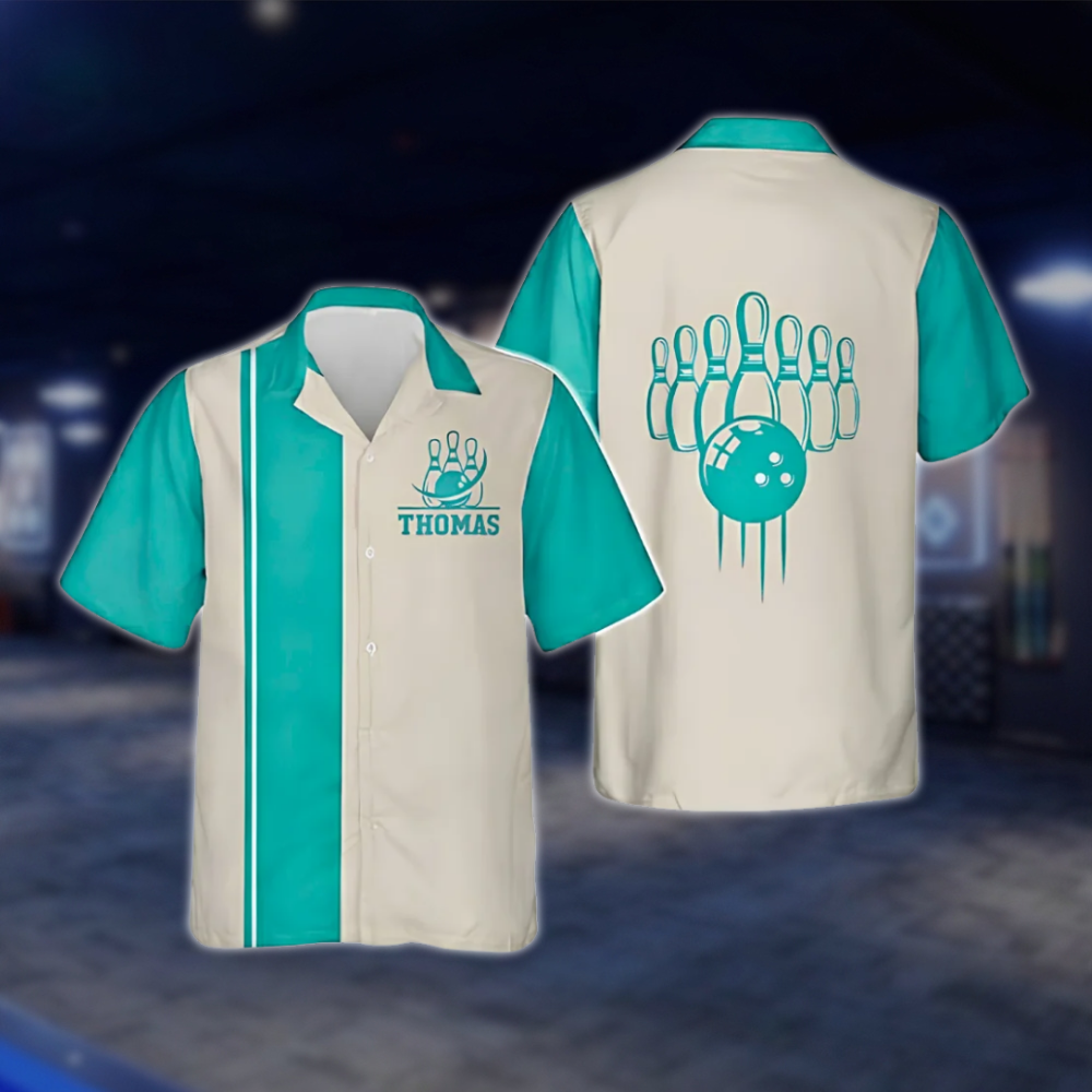 Personalized Vintage Bowling Mens Hawaiian Shirt Black Beige, Custom Vintage Bowling Shirt BZ0789 BOW0137