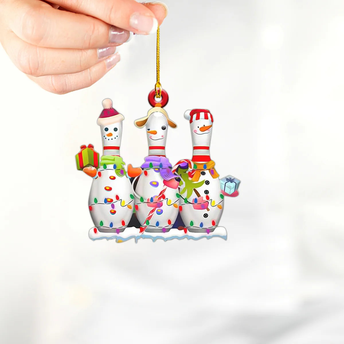 Good Looking Bowling Christmas Round Souvenirs Acrylic Christmas Tree Decoration ORN0091
