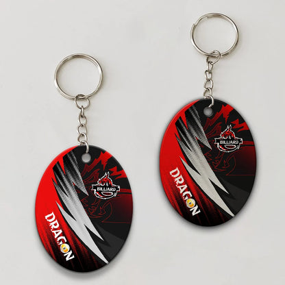 Dragon Team Billiard Pool 9 Ball On Fire Personalized Name 3D Keychain Gift For Billiard Players ORN0186