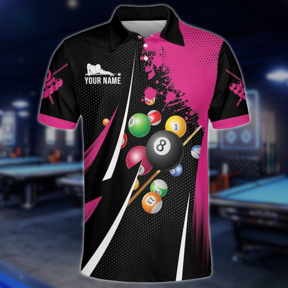Custom Black And Red Billiard Team Polo Shirts For Mens, Custom Billiard Pool Players Shirts BLD0261