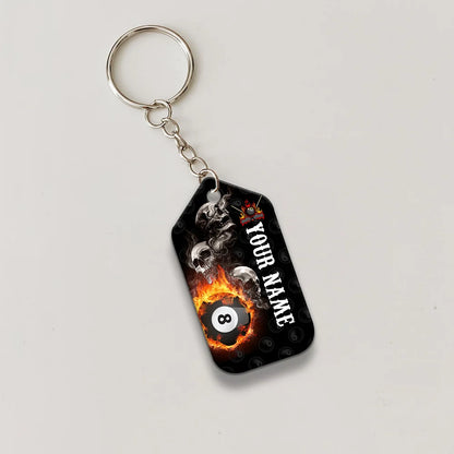 Skull Reaper Billiard Pool 8 Ball Hello Darkness My Old Friend Personalized Name Keychain Gift For Billiard Players ORN0211