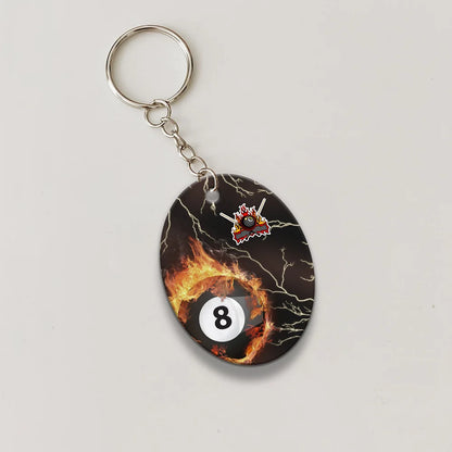 Billiard 8 Ball Thunder Fire Flame Personalized Name 3D Keychain Gift For Billiard Players ORN0177