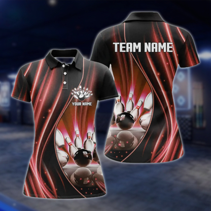 Custom Team Purple Lightning Women's Bowling Polo Shirt, Custom Bowling Shirt For Ladies BZ0488 BOW0282