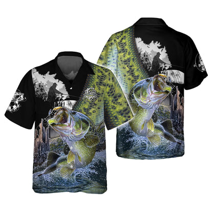 Bass Fishing Shirt Bass Shirts for Men Fish 3D Printed Green Fishing Hoodie Tshirt FISH0023