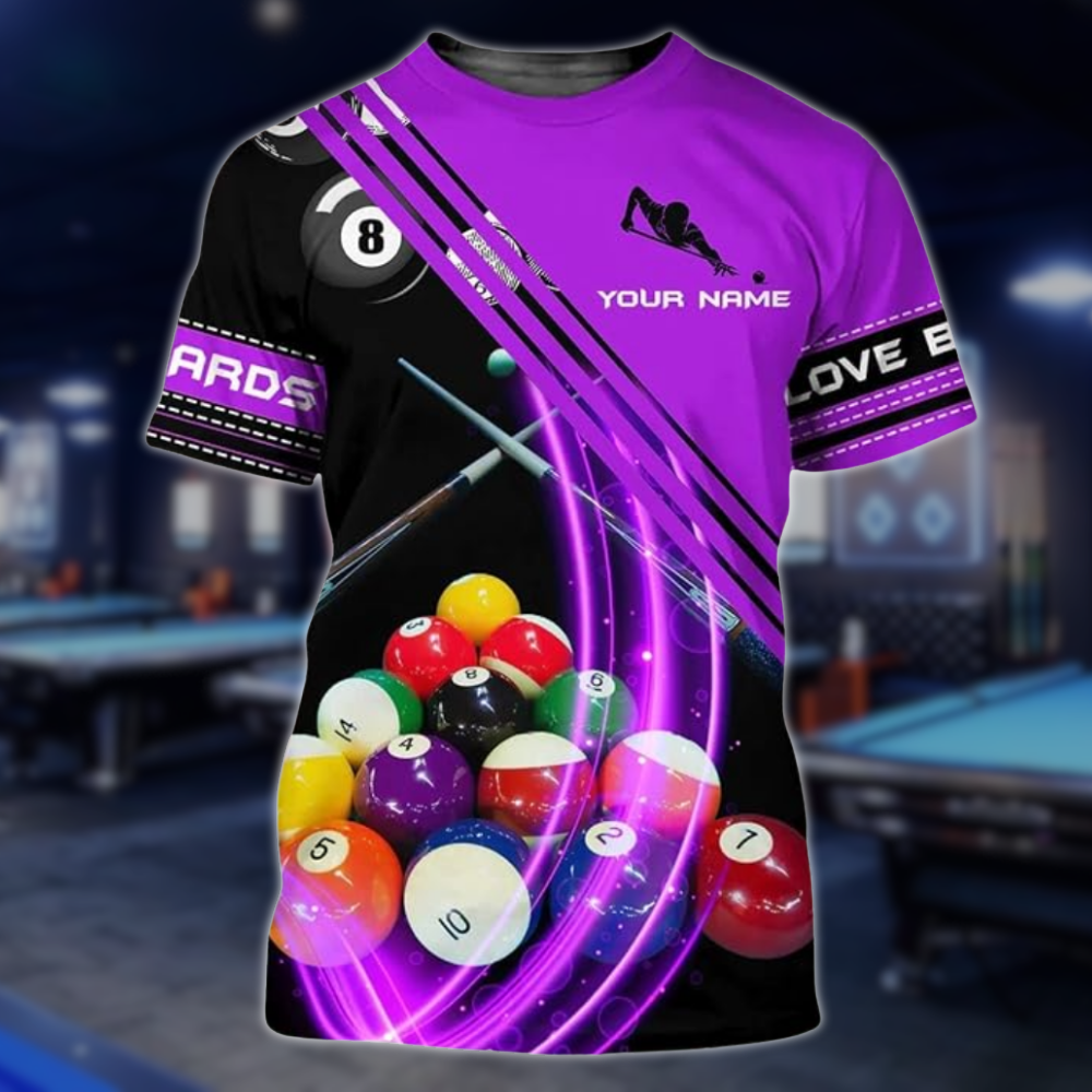 Custom Black Red Billiard T-Shirts Mens, Custom Pool Billiard Shirts BLD0270