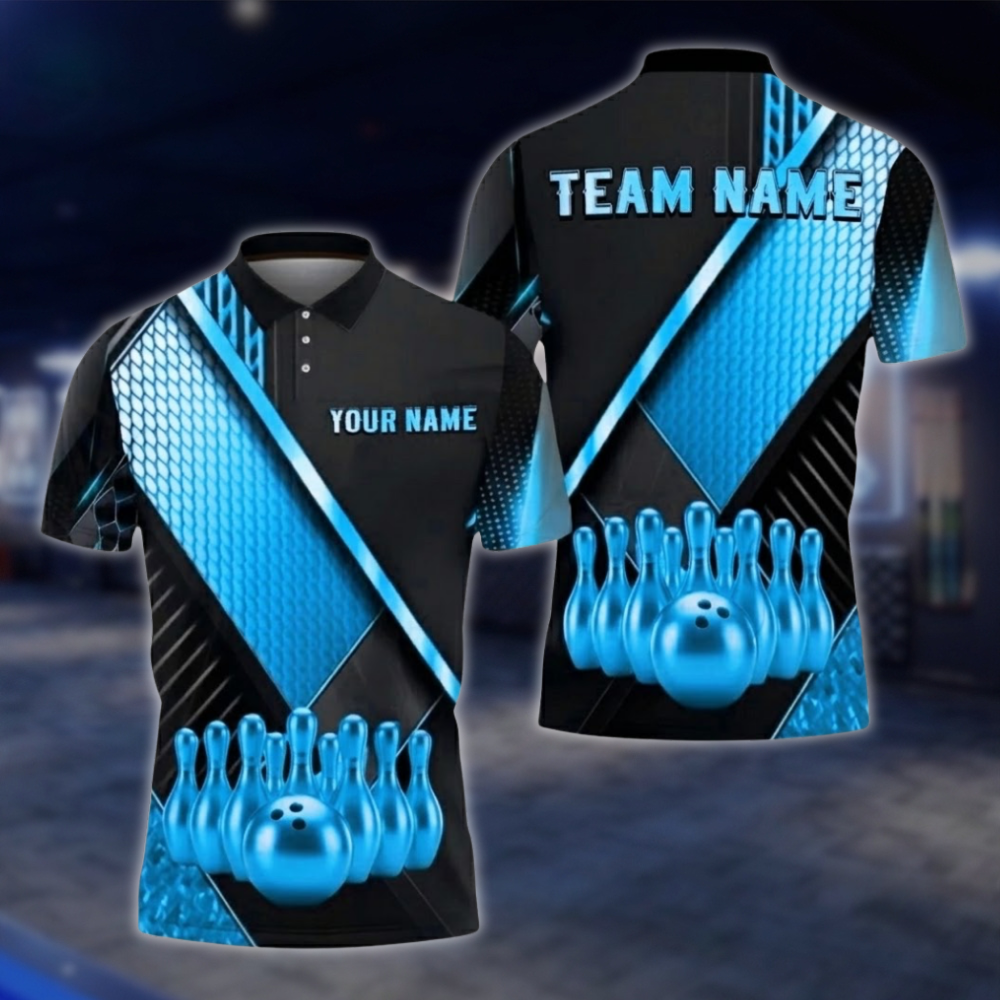 Personalized Mens Black And Gold Polo Bowling Team Shirts, Custom Team Bowling Shirt BZ0749 BOW0170