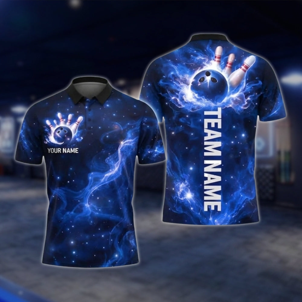 Cistom Thunder Purple Lightning Bowling Mens Polo Shirt, Custom Team Thunder Bowling Shirts BZ0347 BOW0384