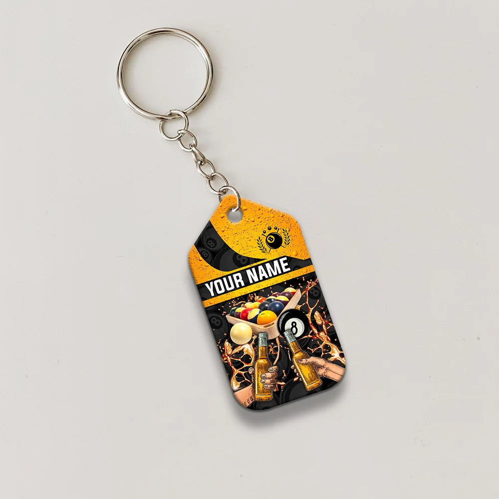 Pool And Beer That's Why I Am Here Personalized Name Keychain Gift For Billiard Players ORN0171