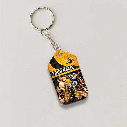 Pool And Beer That's Why I Am Here Personalized Name Keychain Gift For Billiard Players ORN0171