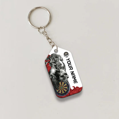 Dartboard Skull Personalized Name 3D Keychain For Darts Player ORN0185