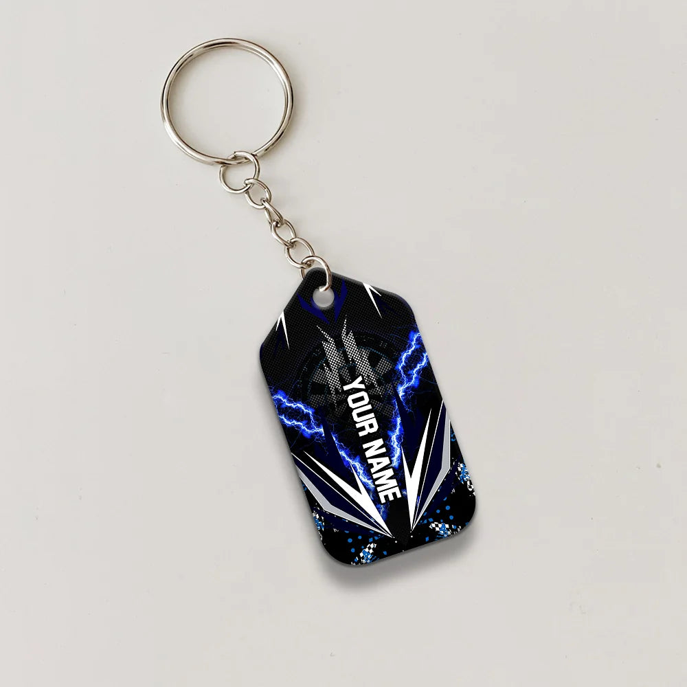 Bullseye Dartboard Thunder Personalized Name 3D Viking And Darts Keychain For Dart Team Player ORN0158