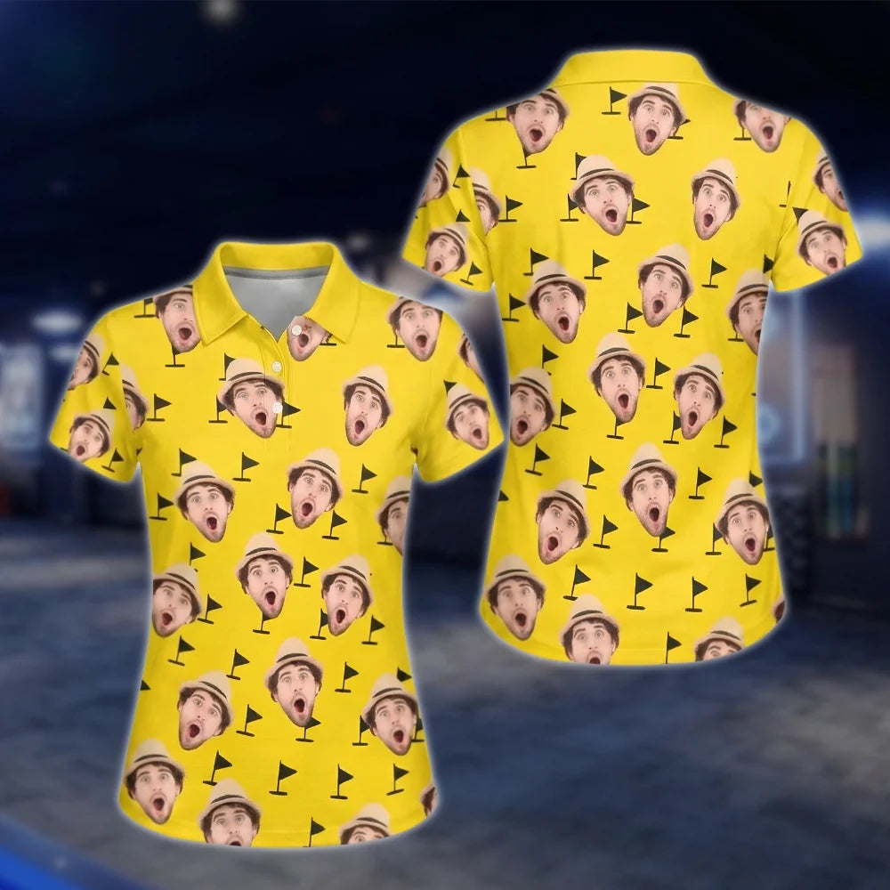 Custom Funny Face Matching Golf Shirts For Men And Women, Custom Photo Matching Couple Golf Shirts GOF0177
